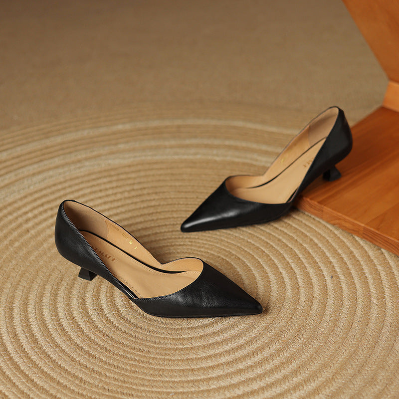 Women's Leather Kitten Heels