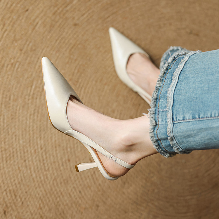 Women's Slingback Leather Heels