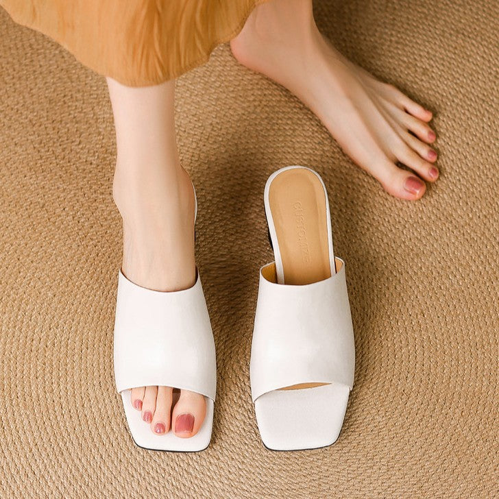 Women's Curve Leather Mule Heels