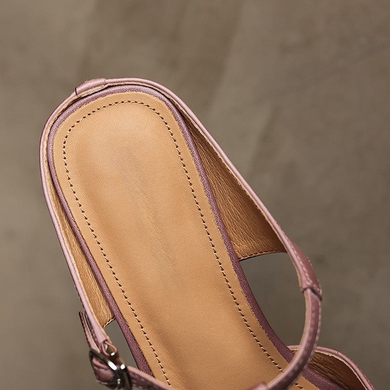 Women's T-Bar Leather Mules