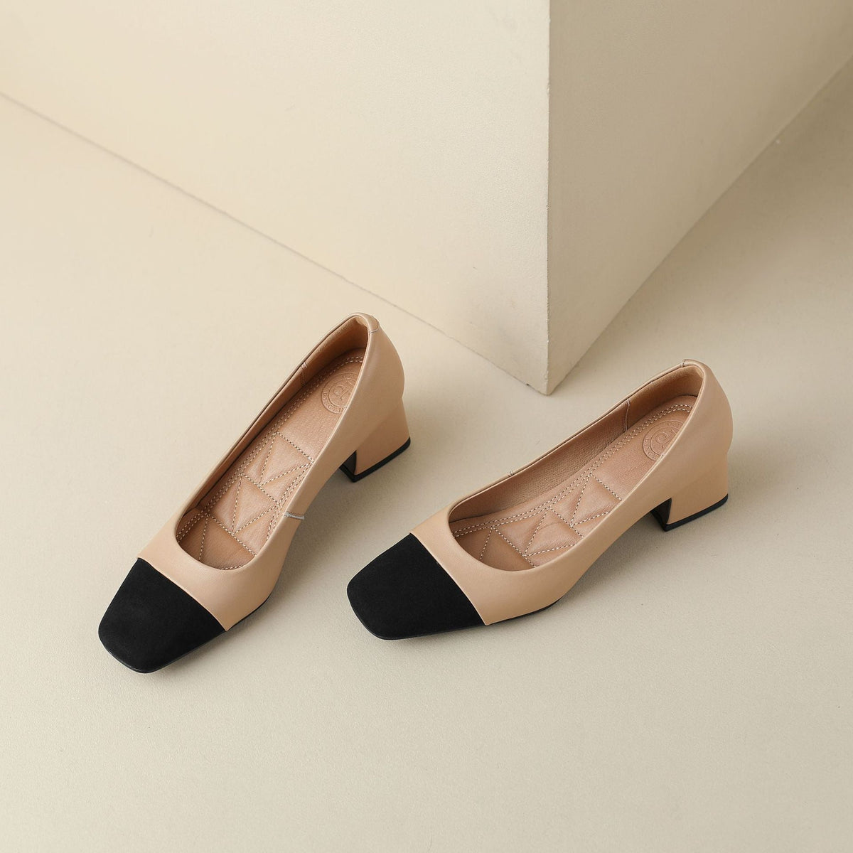 Women's Square-Toe Leather Pumps