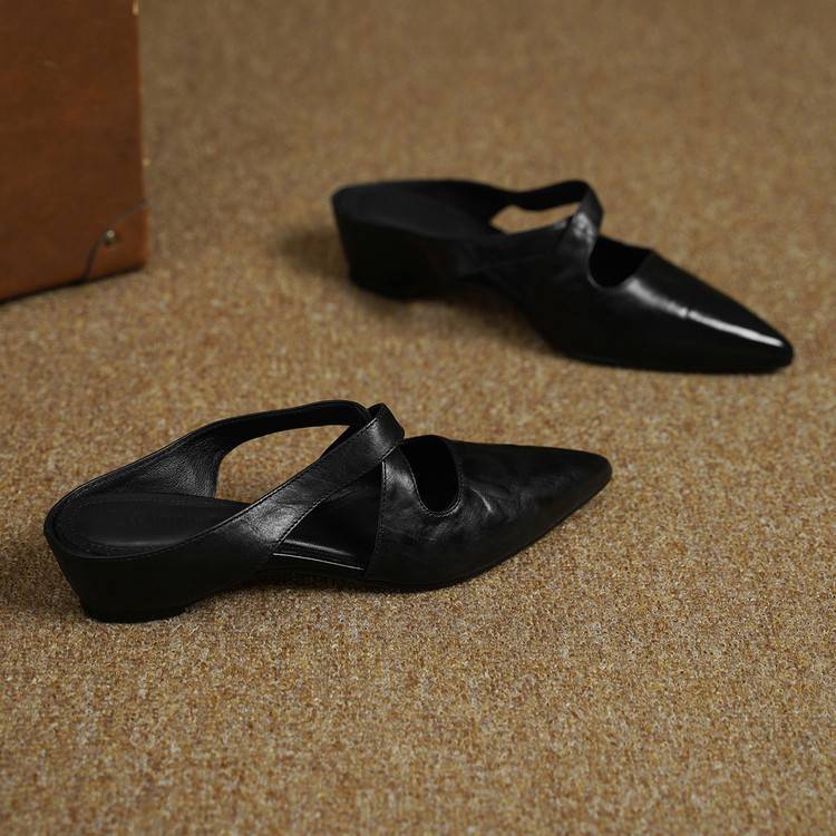 Women's Cross-Strap Leather Mules