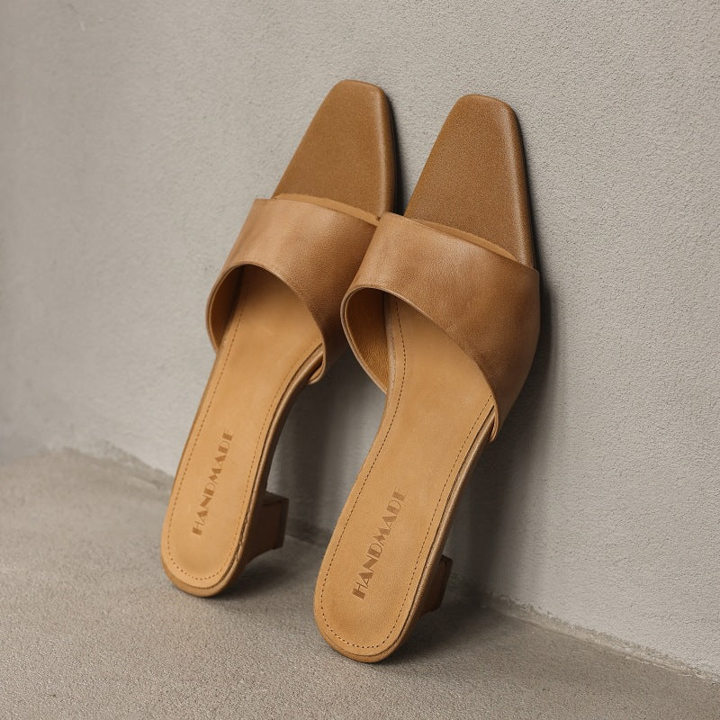 Women's Square-Toe Leather Mules