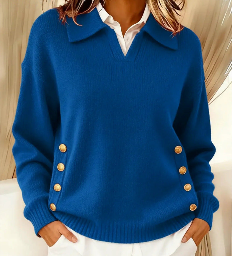 Beverley™ | Relaxed Oversized Lapel Collar Pullover Sweater