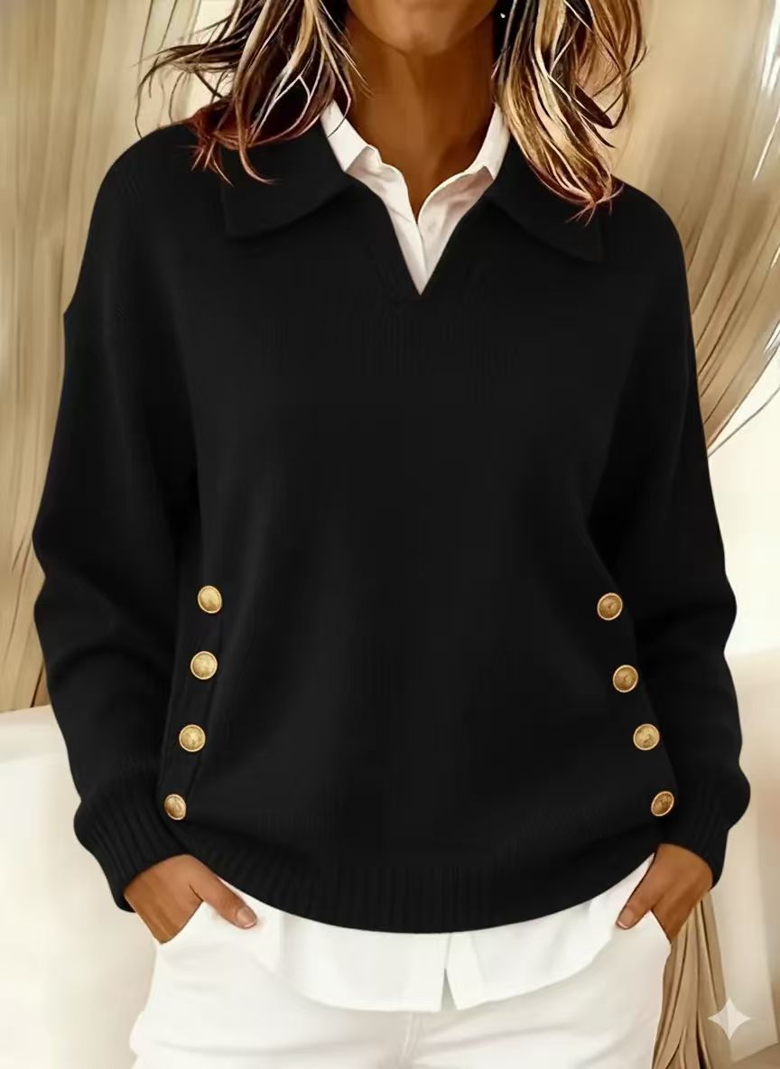 Beverley™ | Relaxed Oversized Lapel Collar Pullover Sweater