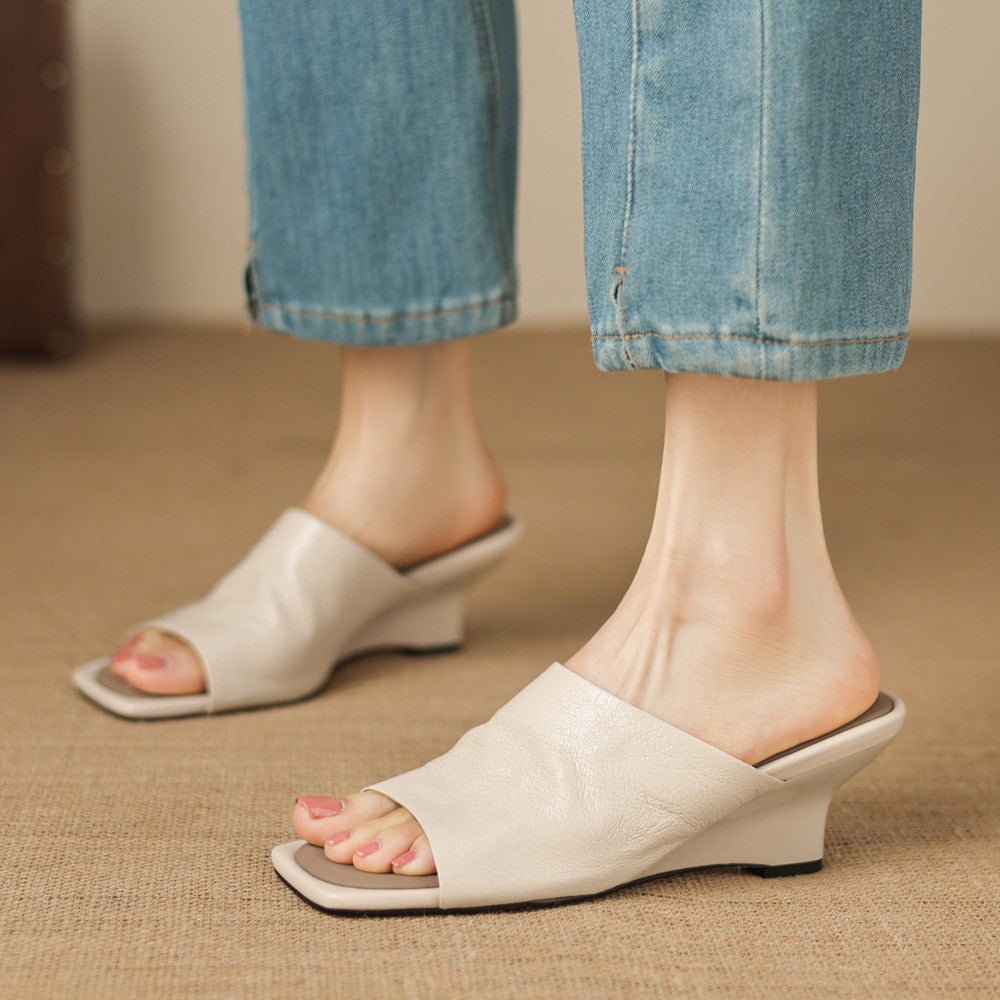 Women's Square-Toe Leather Mules