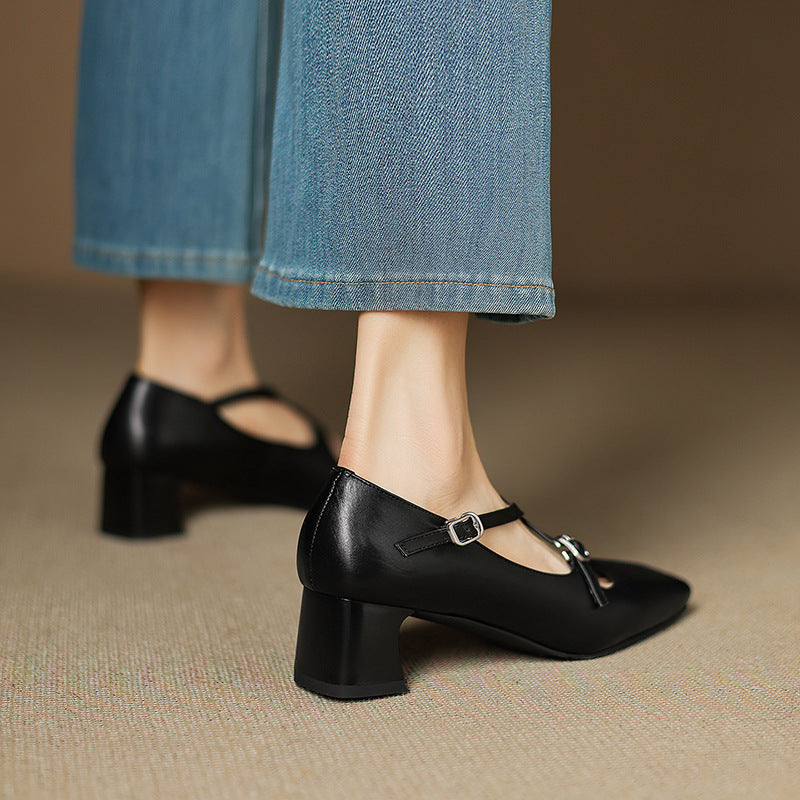 Women's Leather Kitten Heels