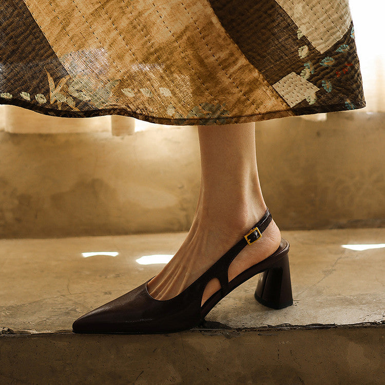 Women's Leather Slingback Heels