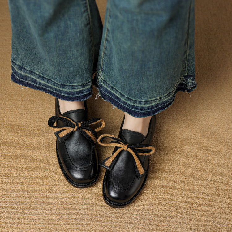 Women's Bow Leather Loafers