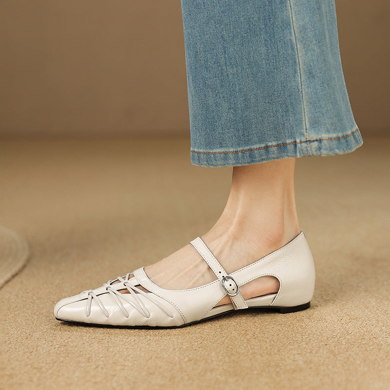 Clairvette™ | Pointed Lattice-Cut Mary Jane Flat