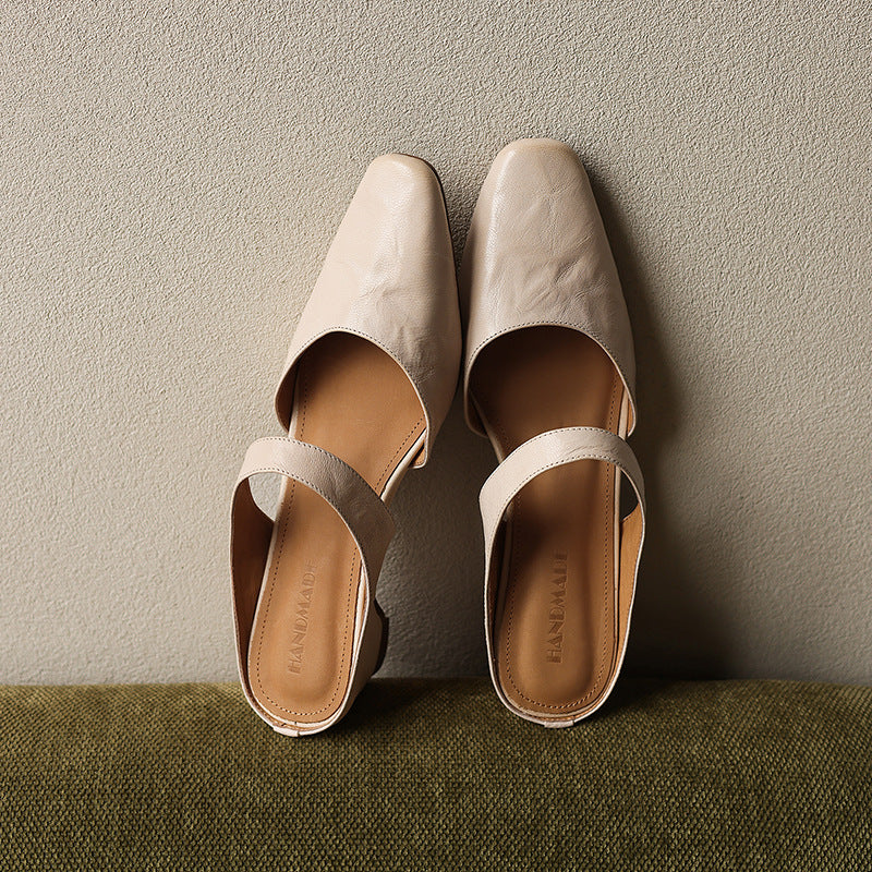 Women's Square-Toe Leather Mules
