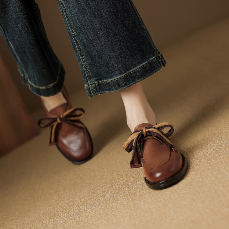 Women's Bow Leather Loafers
