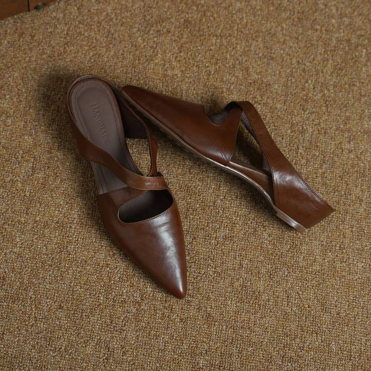 Women's Cross-Strap Leather Mules