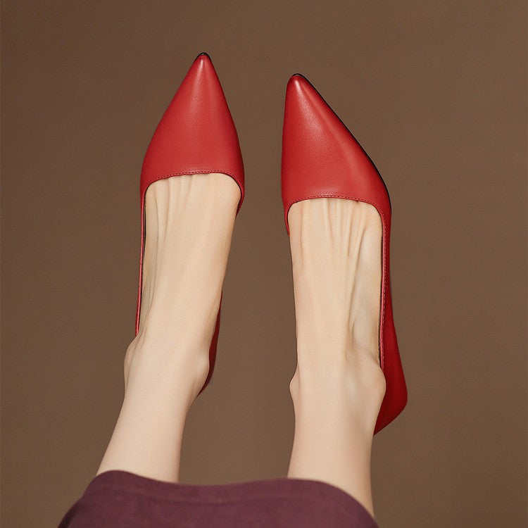 Women's Leather Kitten Heel Pumps