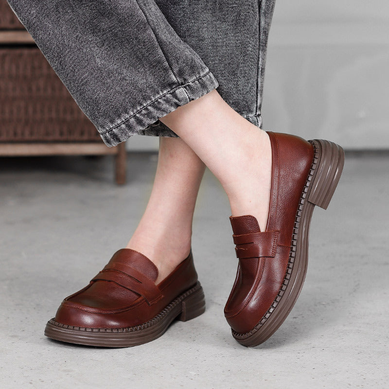 Women's Leather Round-Toe Loafers