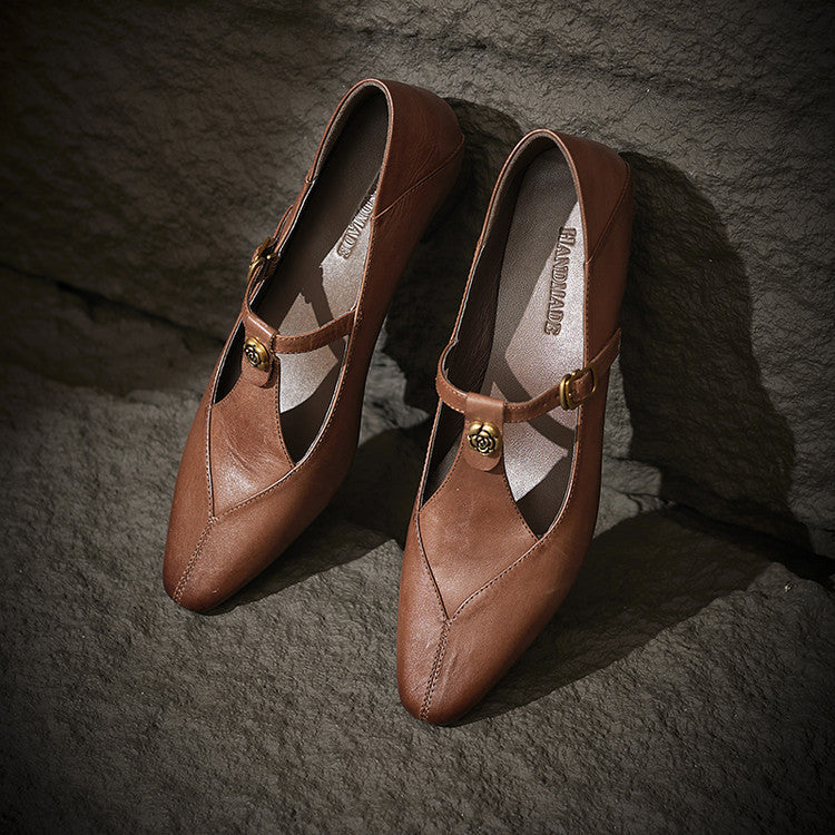 Women's T-Bar Leather Pumps