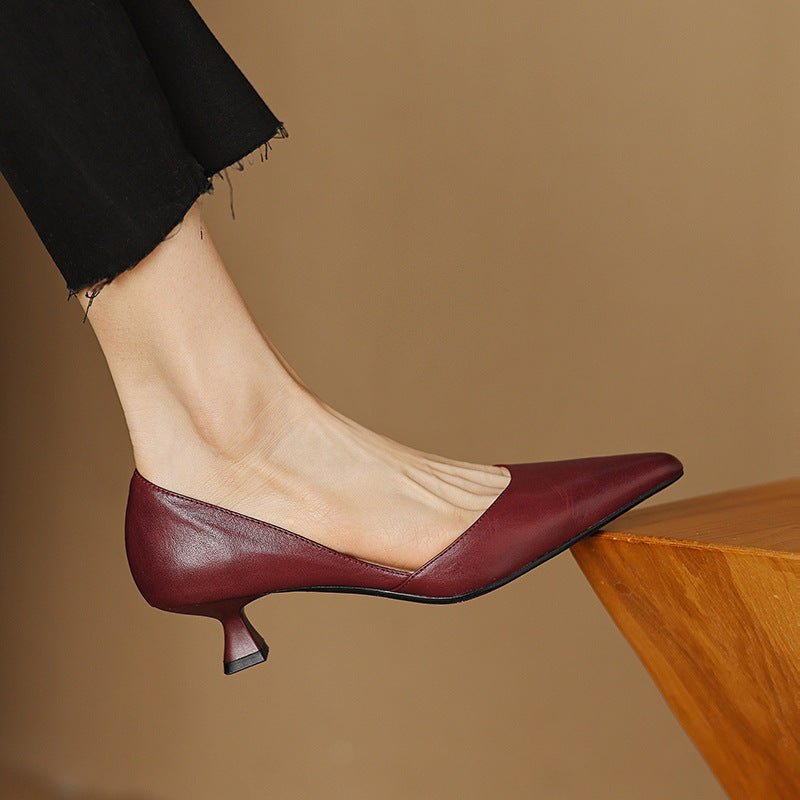 Women's Leather Kitten Heels