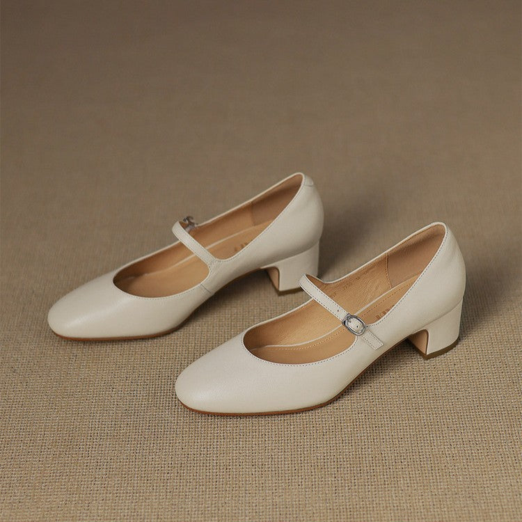 Women's Leather Block Heels