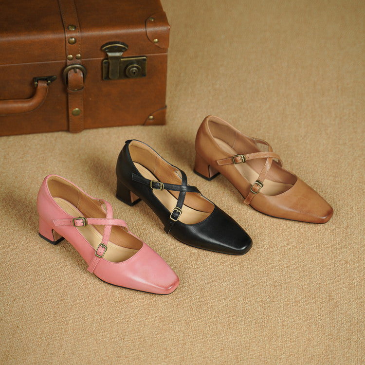 Women's Mary-Jane Leather Heels