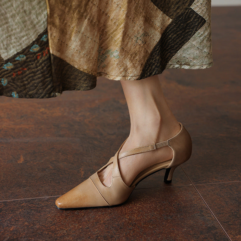 Women's Leather Mary-Jane Heels