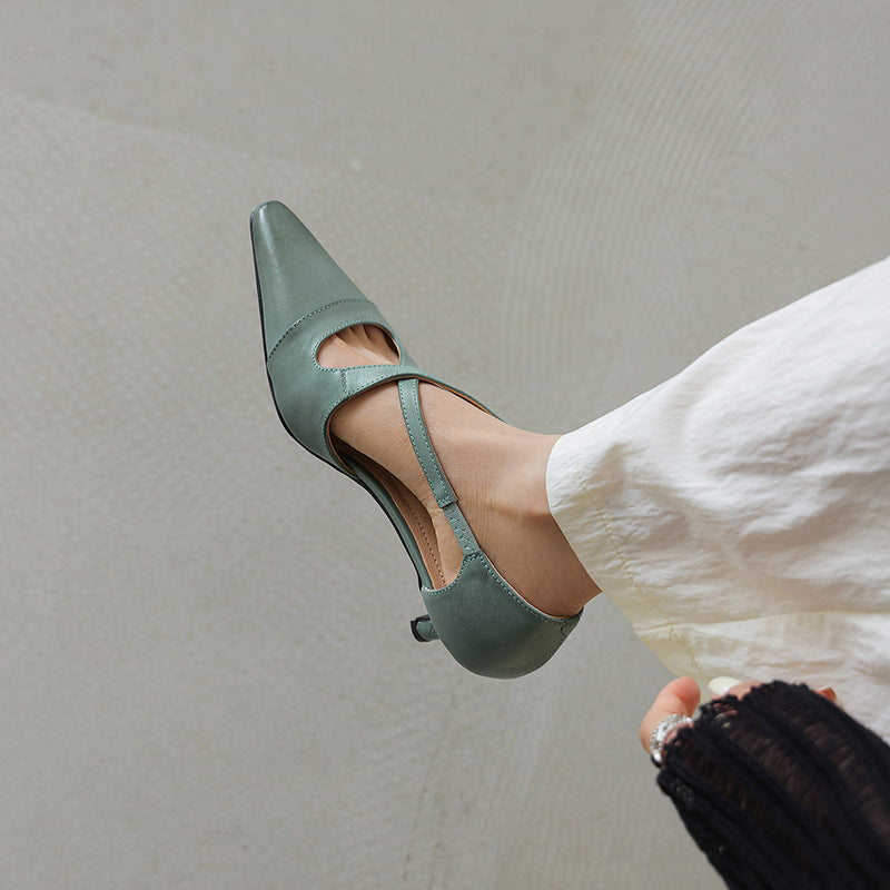 Women's Leather Mary-Jane Heels