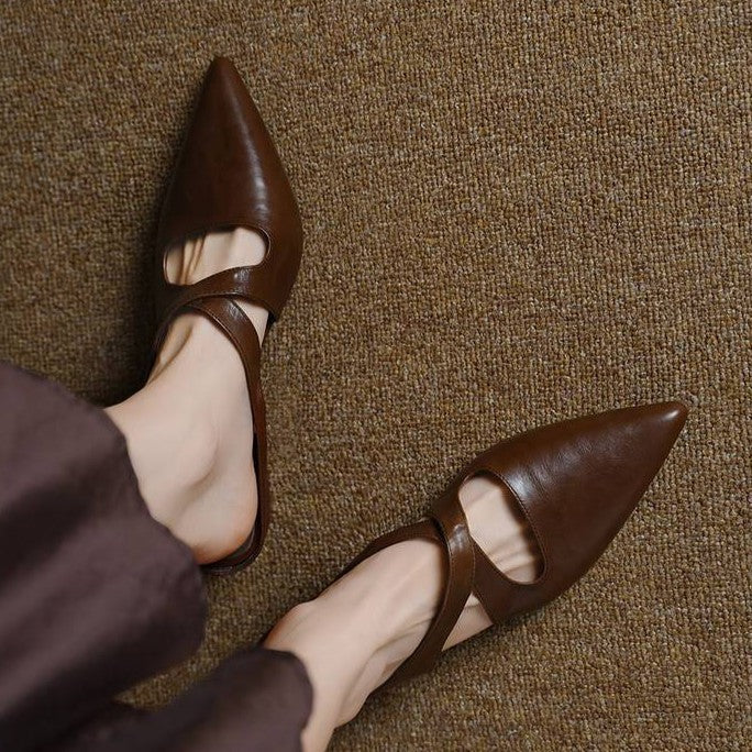 Women's Cross-Strap Leather Mules