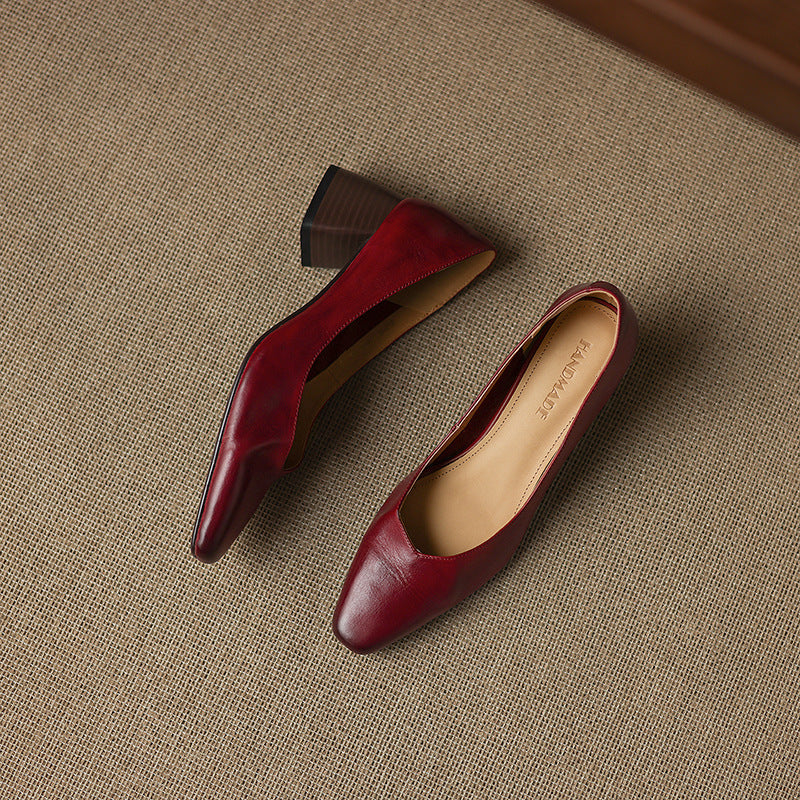 Women's Leather Square Pumps