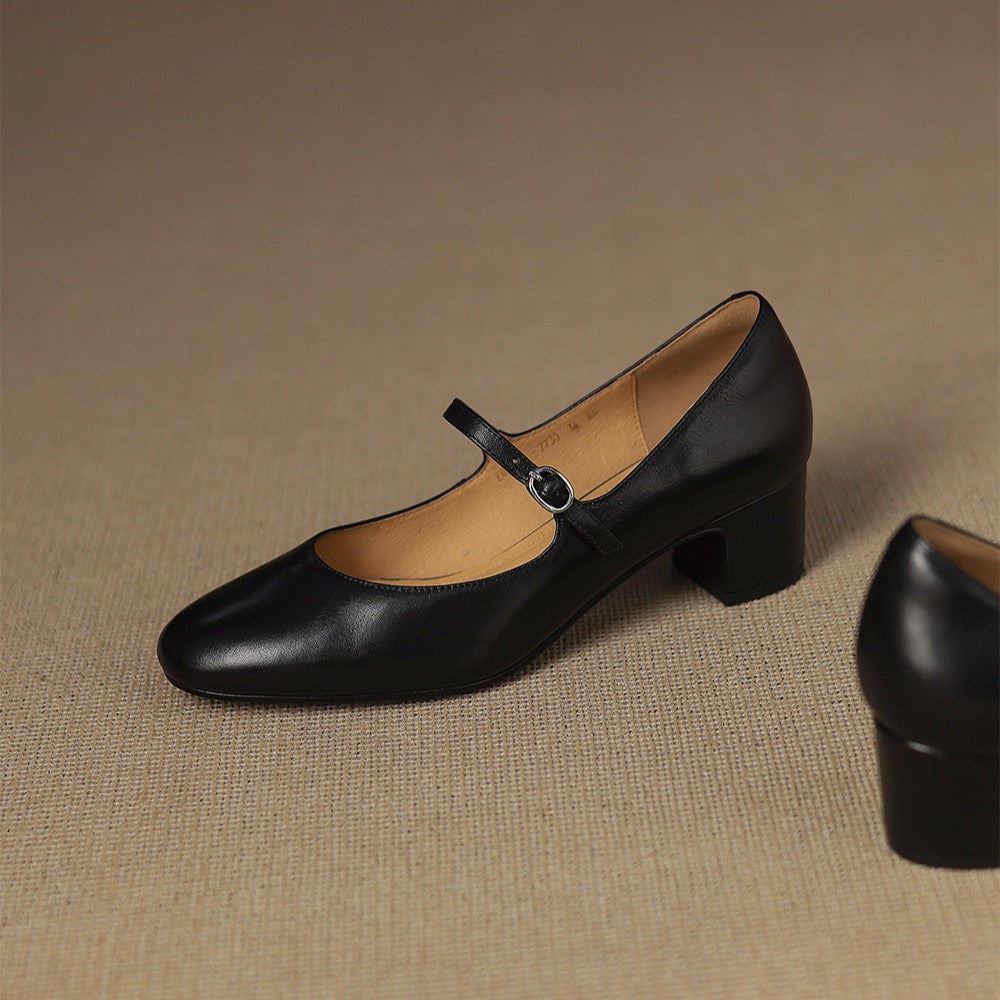 Women's Leather Block Heels