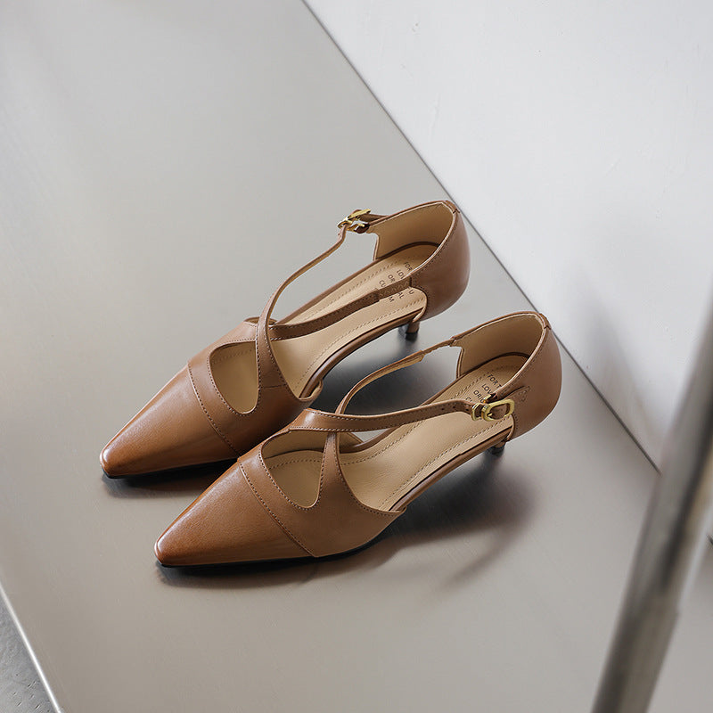 Women's Leather Mary-Jane Heels