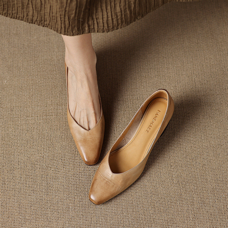 Women's Leather Square Pumps