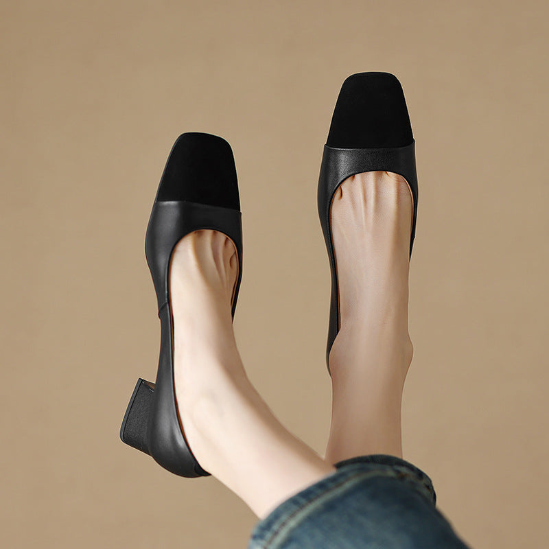 Women's Square-Toe Leather Pumps