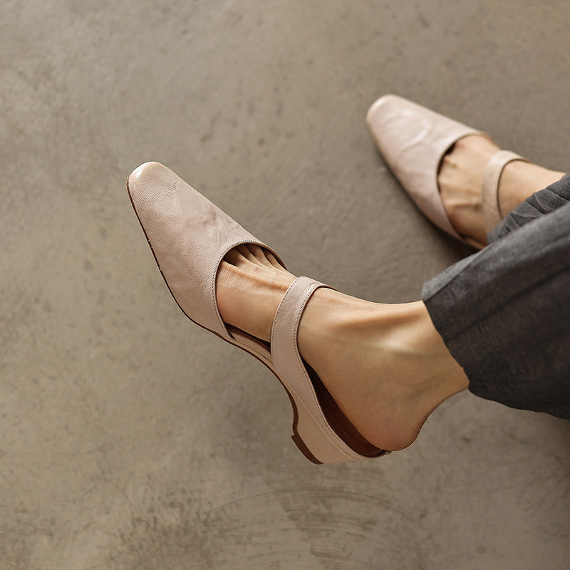 Women's Square-Toe Leather Mules