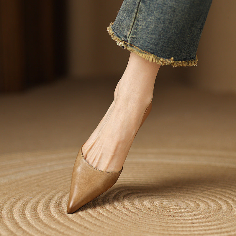 Women's Leather Kitten Heels