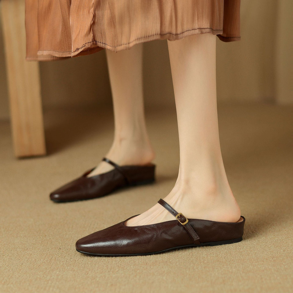 Women's Leather Strap Mules