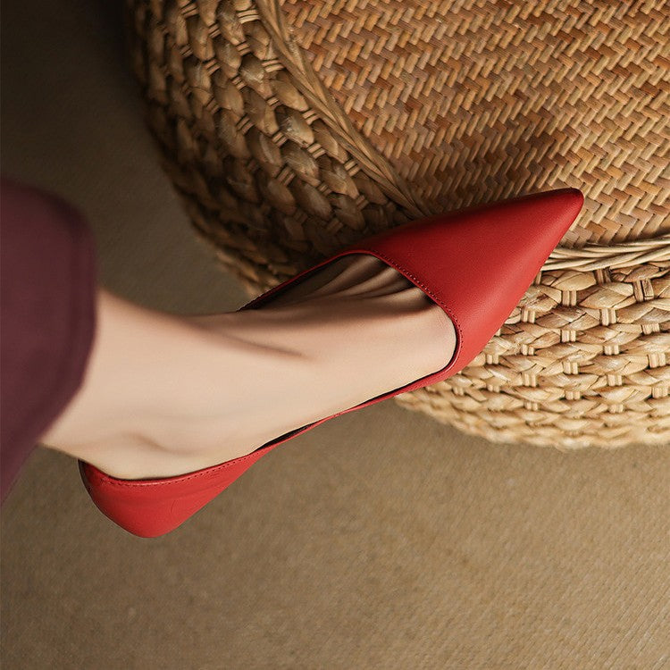 Women's Leather Kitten Heel Pumps