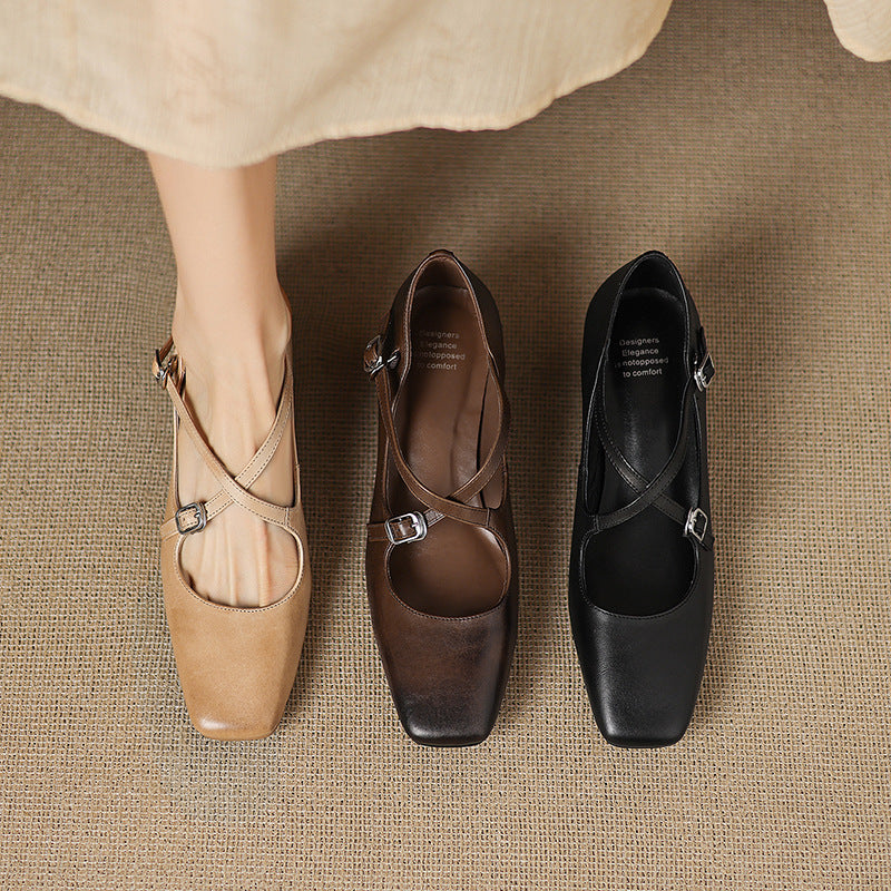 Women's Leather Kitten Heels