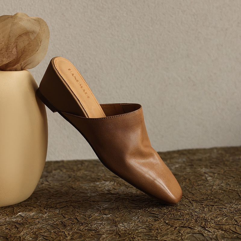 Women's Square-Toe Leather Mules