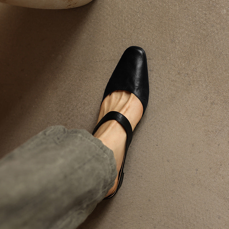 Women's Square-Toe Leather Mules