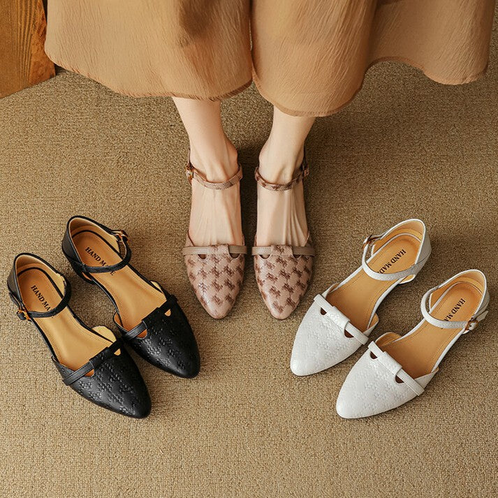 Women's Woven Leather Mary-Janes