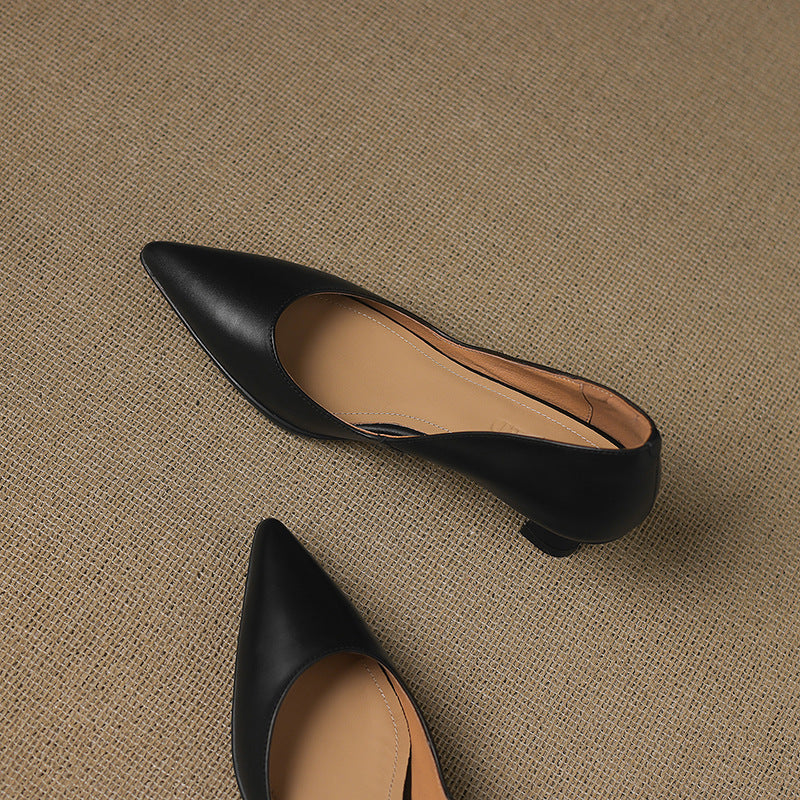 Women's Leather Kitten Heels