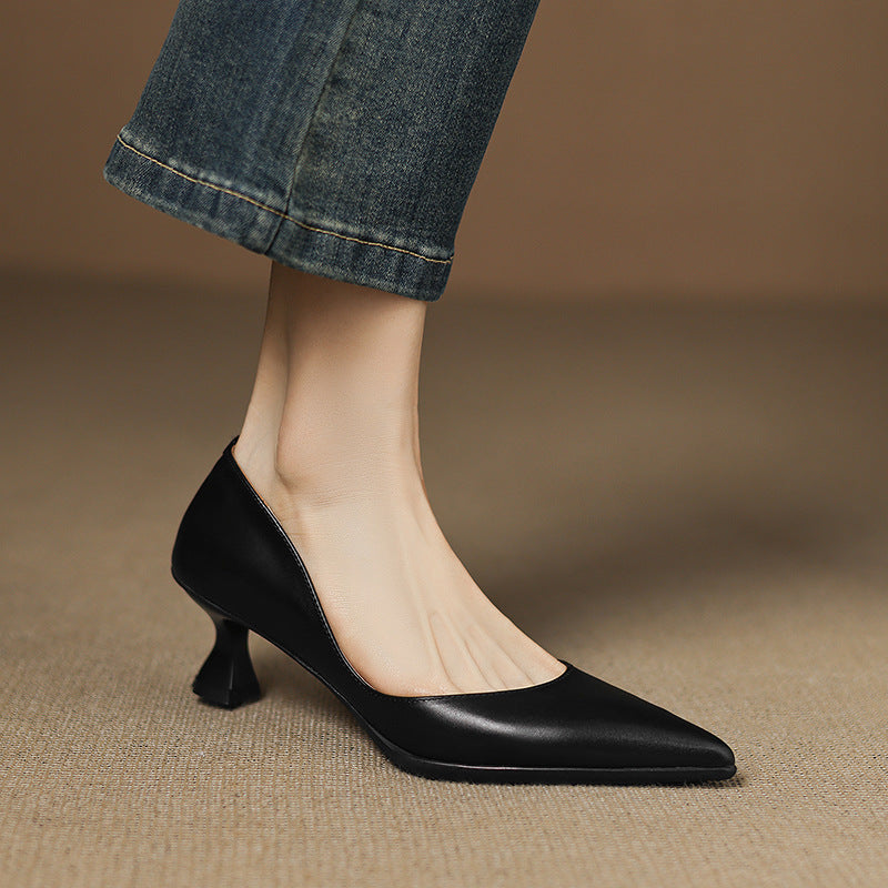 Women's Leather Kitten Heels