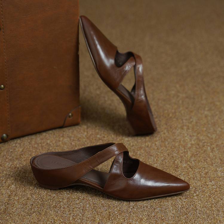 Women's Cross-Strap Leather Mules