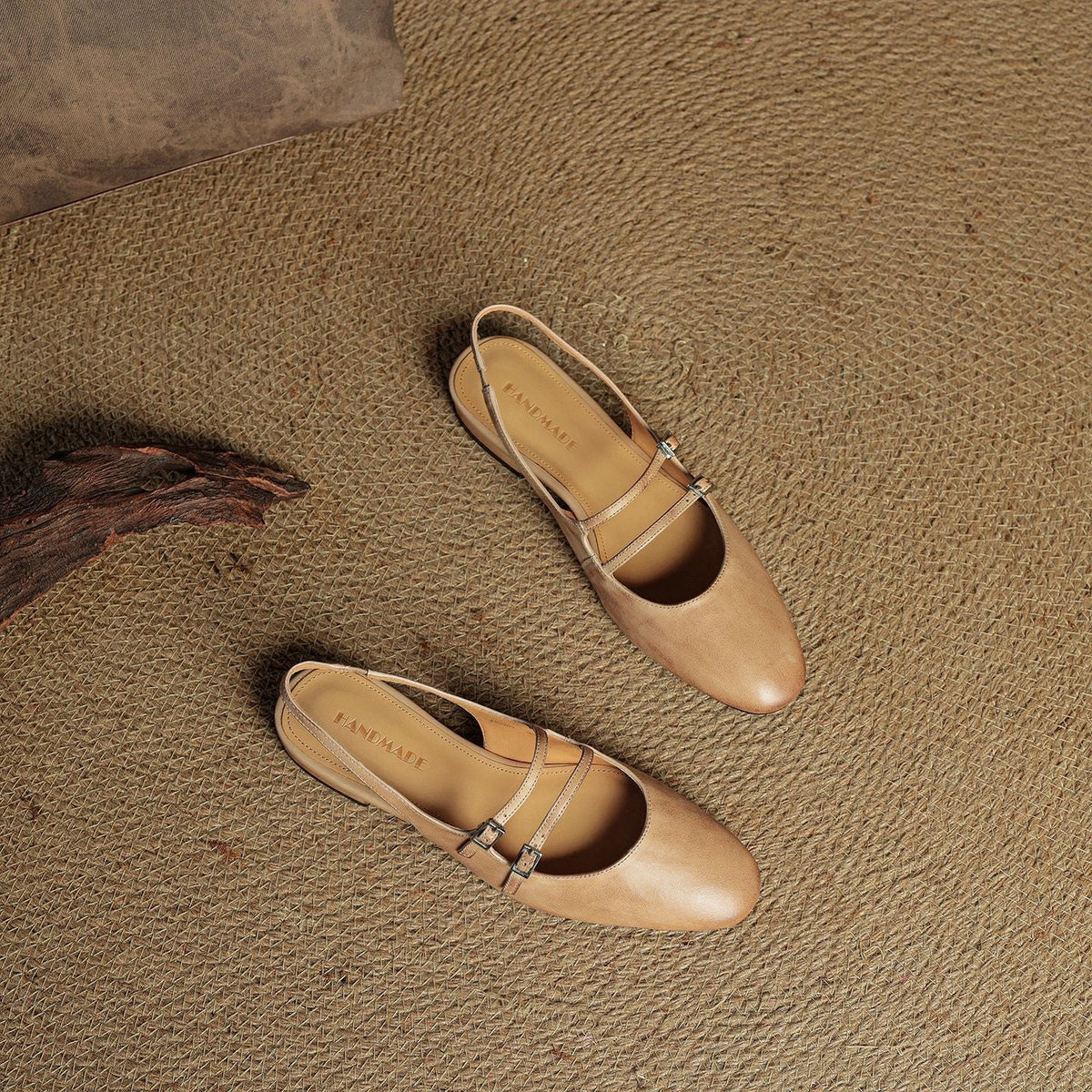 Women's Leather Slingback Mary Jane Flats