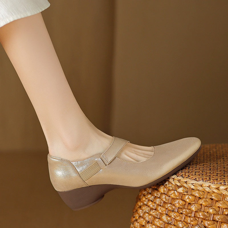 Women's Leather Mary-Jane Heels