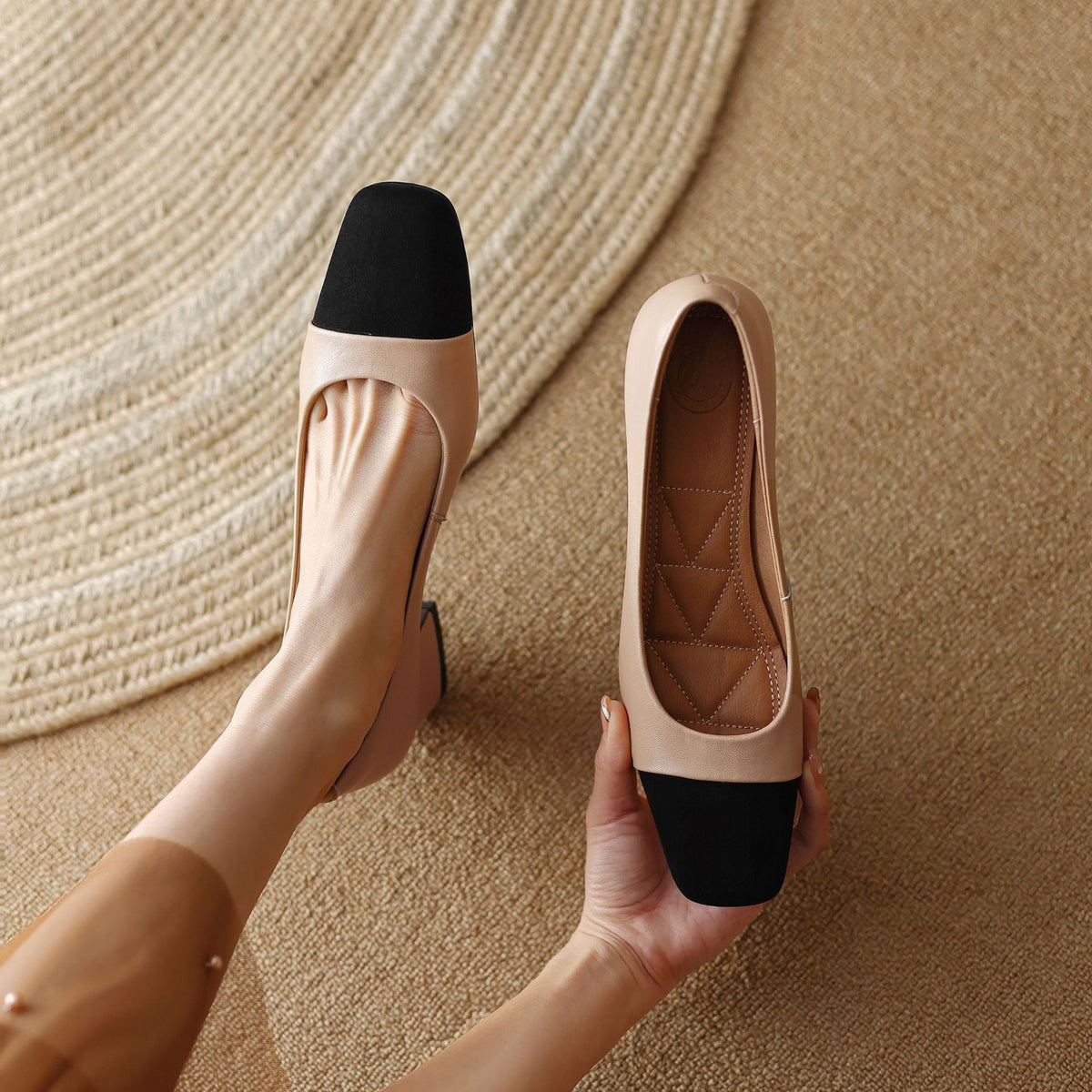 Women's Square-Toe Leather Pumps