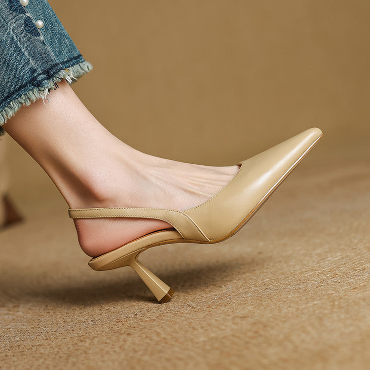 Women's Slingback Leather Heels