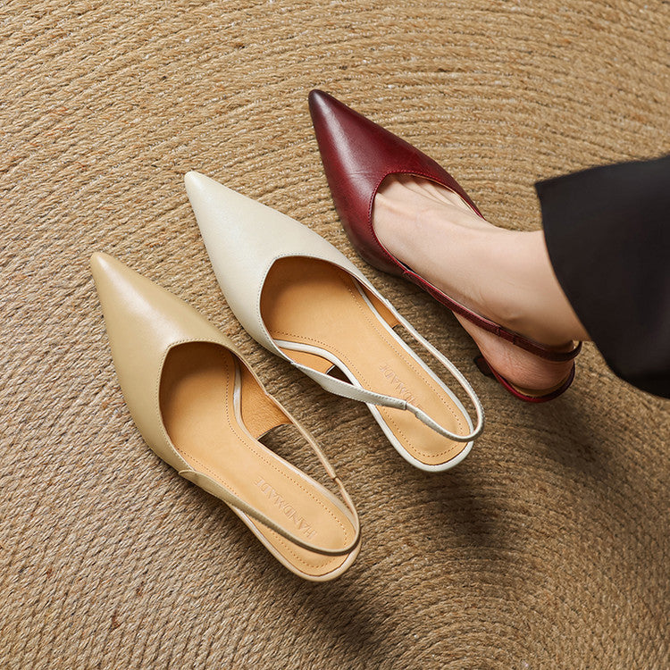 Women's Slingback Leather Heels