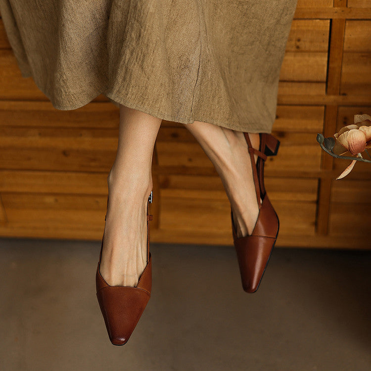 Women's Leather Slingback Heels