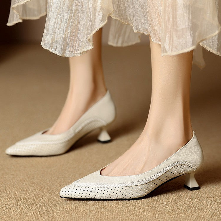 Women's Woven Leather Heels