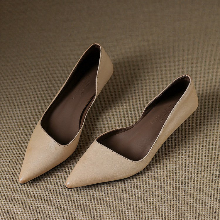 Women's Leather Kitten Heel Pumps